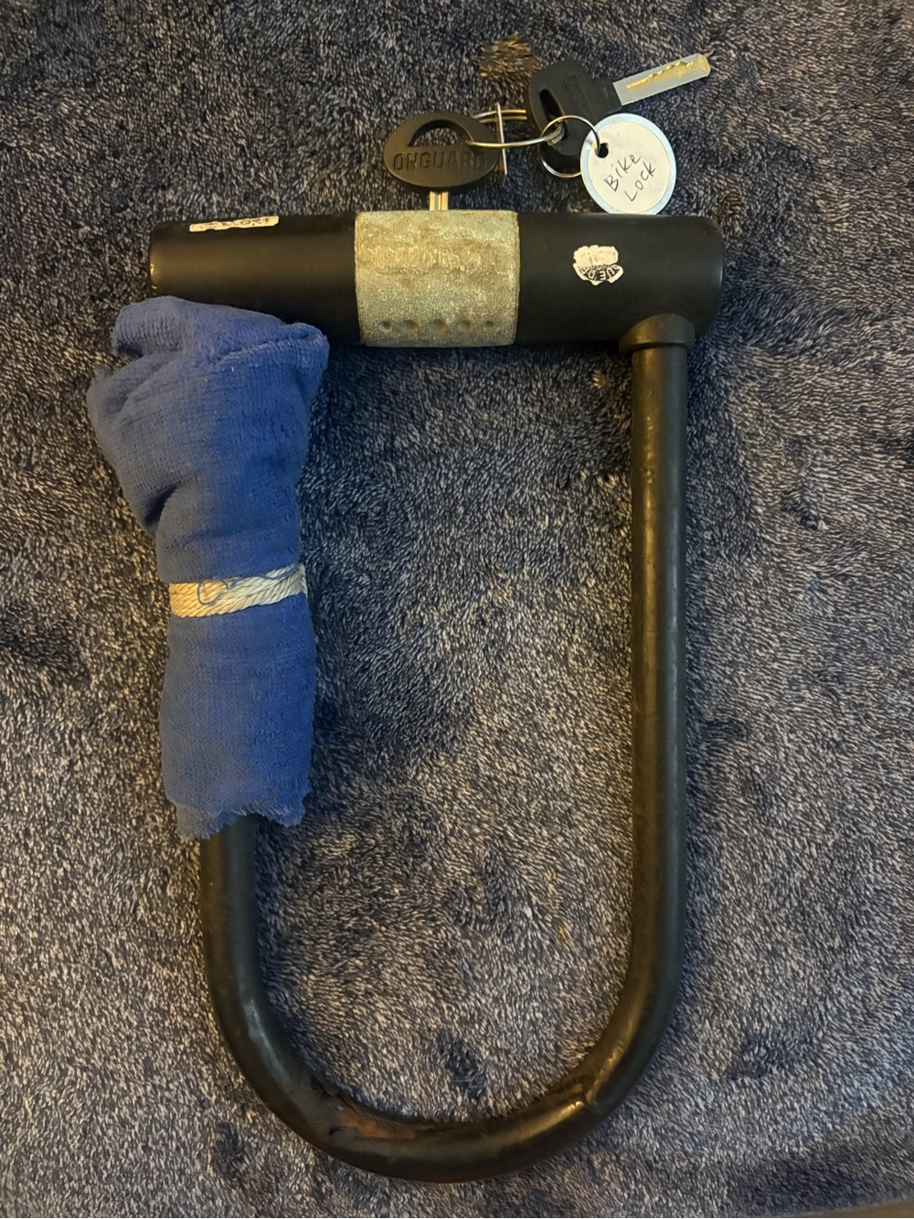 Bike U-Lock with Key - Black and Blue